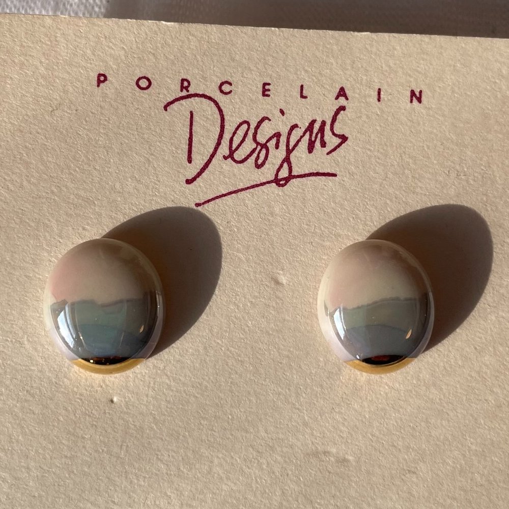 Porcelain, hand painted earrings Never worn